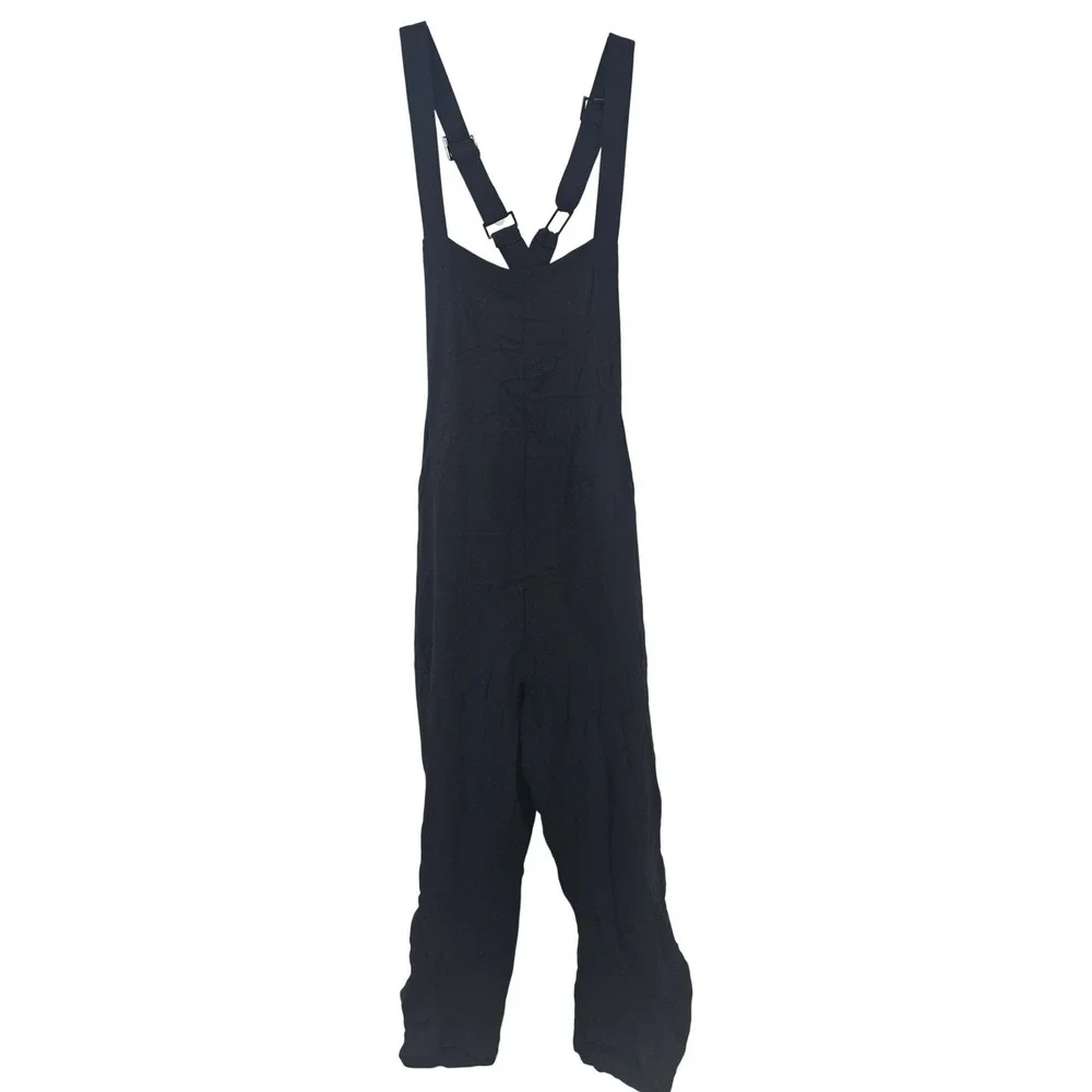 VICI Overalls Jumpsuit Womens Small Black Relaxed Fit Adjustable Straps Rayon - Picture 3 of 6